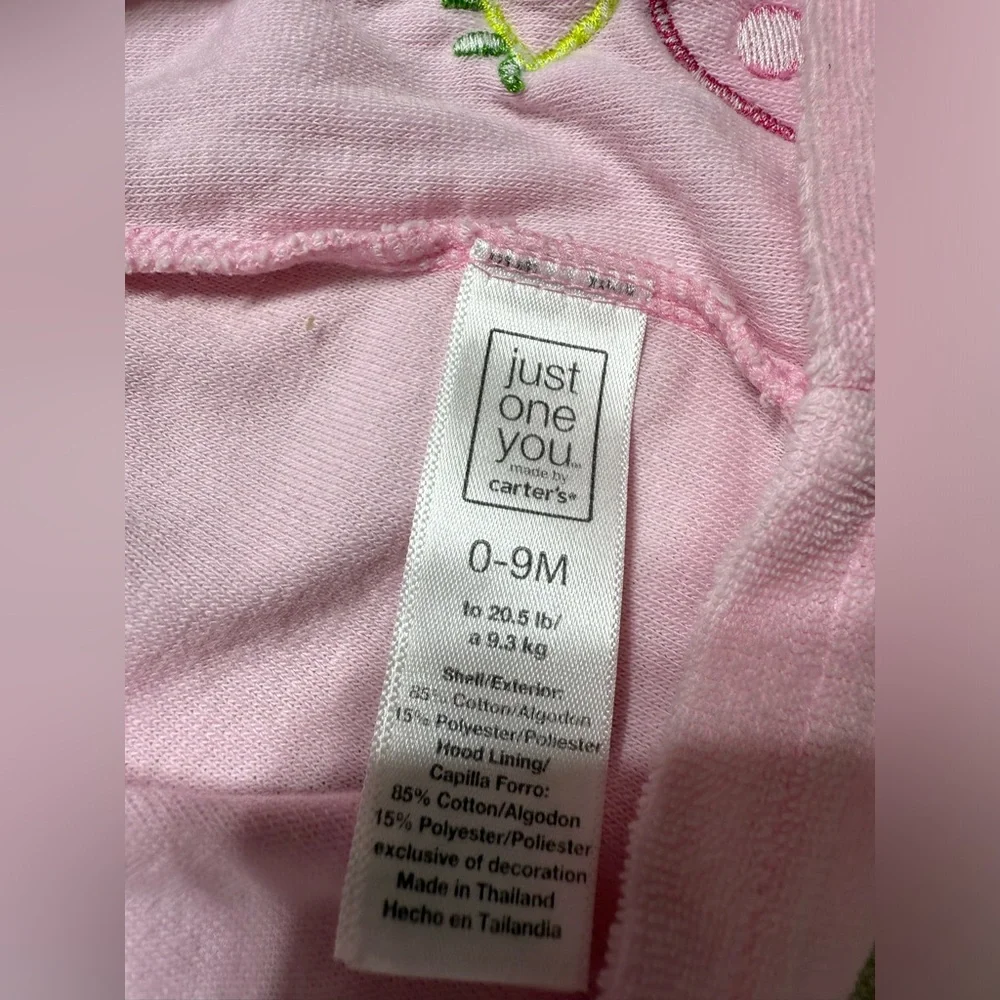 Carter's | Pink Baby Girl Cute Turtle Bathrobe with Hood | 0-9M